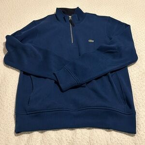 Lacoste Men’s Blue Quarter Zip Sweater, Size M